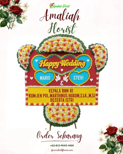 Karangan Papan Bunga Pernikahan di Sekarsari